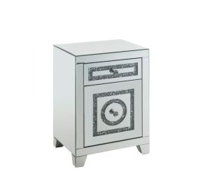 ACME 97934 Noralie - 26"H Accent Table With Storage Drawers - Mirrored & Faux Diamonds