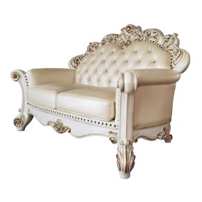 ACME LV01325 ACME LV01325 Vendome - Loveseat With 3 Pillows - Champagne Synthetic Leather & Antique Pearl