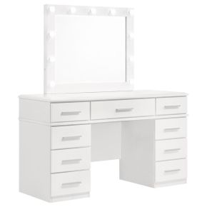 CoasterElevations 203507 Felicity - 9-Drawer Vanity Table With Lighted Mirror - Glossy White