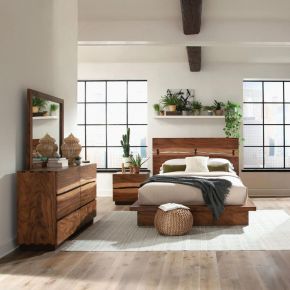CoasterElevations 223250KW-S4 Winslow - 4 Piece California King Bedroom Set - Smokey Walnut