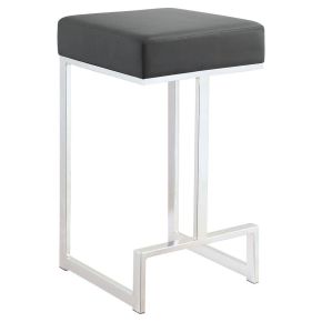 CoasterEveryday 105252 Gervase - Square Counter Height Stool - Gray And Chrome