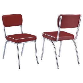 CoasterEveryday 2450R Retro - Upholstered Dining Side Chair (Set of 2) - Red