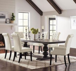 CoasterEssence 121231-S7 Phelps - 7 Piece Rectangle Dining Table Set - Distressed Noir
