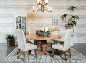 Coaster Fine Furniture 180200-S7A Florence - 7 Piece Round Dining Table Set - Rustic Honey / Oatmeal