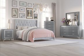 New Classic 00-3365G-25C Huxley - 6/0 Western King 5 Piece Bedroom Set (Bed, Dresser, Mirror, Chest, Nightstand) - Gray