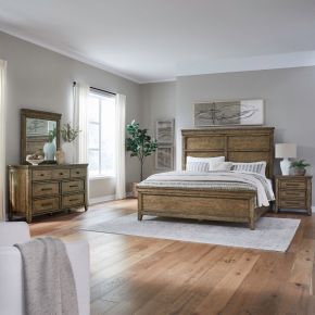 Liberty Furniture 930-BR-QPBDMN Carolina Park - 4 Piece Bedroom Set (Queen Panel Bed, Dresser & Mirror, Night Stand) - Brown