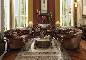 ACME 52080 Versailles - Sofa - Brown Velvet & Cherry Oak