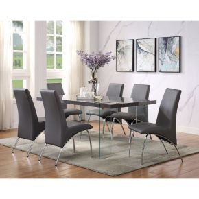 ACME 72190 Noland - Dining Table - Gray High Gloss & Clear Glass
