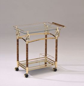 ACME 98002 Helmut - Serving Cart - Gold Plated & Clear Glass - Tempered