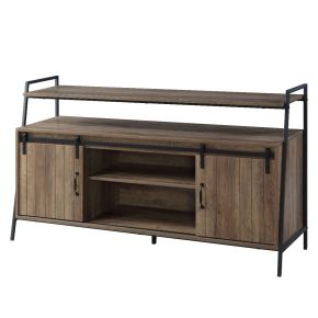 ACME LV00152 Rashawn TV Stand - Rustic Oak & Black Finish