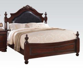 ACME 21874CK_KIT Gwyneth - California King Bed - Black PU & Cherry