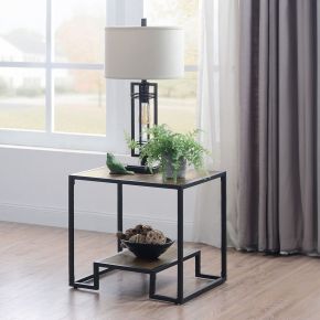 ACME LV00886 Idella - End Table - Rustic Oak & Black