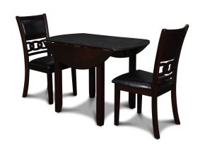 New Classic D1701-40S-EBY Gia - 3 Piece Dining Set (Dining Drop Leaf Table & 2 Chairs) - Ebony