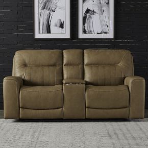Liberty Furniture 7009BU-22P Bennett - Loveseat With Console P2 & ZG - Butternut - Butternut Leather