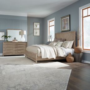 Liberty Furniture 789-BR-KPBDM Brentwood - 3 Piece Bedroom Set (King Panel Bed, Dresser & Mirror) - Sandstone