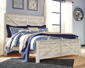 Signature Design by Ashley® B331/158/156/197 Bellaby - King Crossbuck Panel Bed - Whitewash