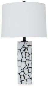 Signature Design by Ashley® L429044 Macaria - Marble Table Lamp - White / Black