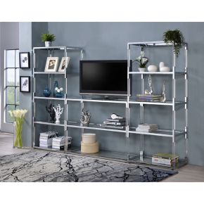ACME 91245 Raegan - TV Stand - Clear Acrylic, Chrome & Clear Glass