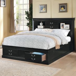 ACME 24387EK ACME 24387EK Louis Philippe III - Eastern King Bed With Storage - Black