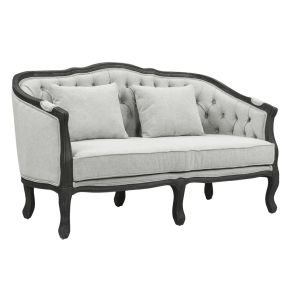 ACME LV01128 Samael - Loveseat With 2 Pillows - Gray Linen & Dark Brown