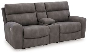 Signature Design by Ashley® 61003S3 Next-gen Durapella - Slate - 3-Piece Power Reclining Sectional Loveseat With Console