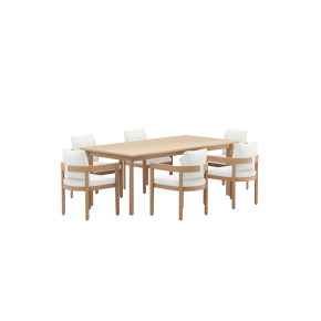 New Classic 60-G5511-7SW Wesley - Patio 7 Piece Dining Set Table & 6 Chairs - White