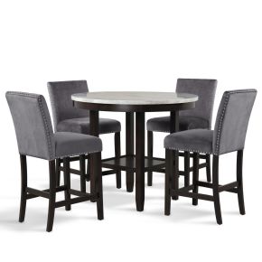 New Classic 41-400-GYRC4C Celeste - Round Counter Table With 4 Chairs - Black / Gray