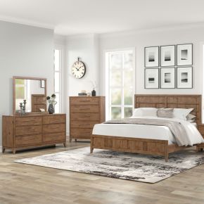 Liberty Furniture 936-BR-CKPBDMC Shaker Lakes - 4 Piece Bedroom Set (California King Panel Bed, Dresser & Mirror, Chest) - Brown