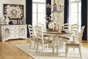 Signature Design by Ashley® D743/35/01(6) Realyn - 7 Pc. - Oval Extension Table, 6 Ladderback Side Chairs - White