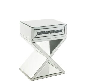 ACME 97932 Noralie - Accent Table X-Shaped Base - Pearl Silver - Wood