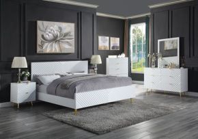 ACME BD01033EK Gaines - Eastern King Bed - White High Gloss Finish