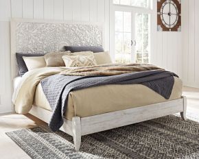 Signature Design by Ashley® B181/58/56 Paxberry - King Panel Bed - Whitewash