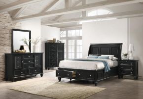 CoasterEssence 201329Q-S5 Sandy Beach - 5 Piece Queen Bedroom Set - Black