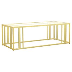 CoasterEssence 723608 Adri - Rectangular Glass Top Coffee Table - Matte Brass