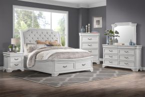 New Classic 00-493W-35C Lyndhurst - 5/0 Queen 5 Piece Bedroom Set (Bed, Dresser, Mirror, Chest, Nightstand) - White