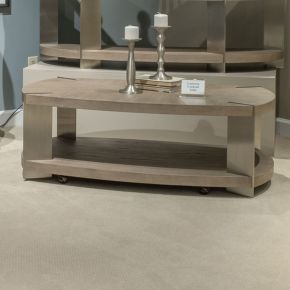 Liberty Furniture 754-OT1011 Harlow - Oval Cocktail Table - Sandstone & Satin Nickel
