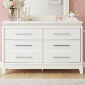 Liberty Furniture 781-BR30 Reflections - 6 Drawer Dresser With Lights - Pearl White