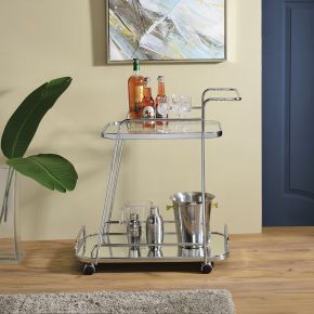 ACME 98217 Aegis - Serving Cart - Clear Glass & Chrome