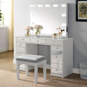 Furniture of America CM-DK928-PK Margret - Vanity Set - White / Gray