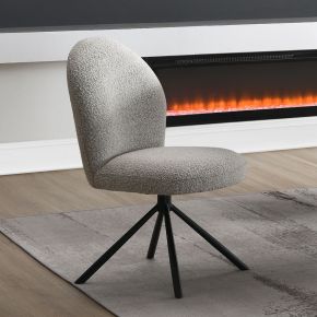 ACME DN03766 Lawton - Side Chair With Swivel (Set of 2) - Gray Boucle & Black Finish