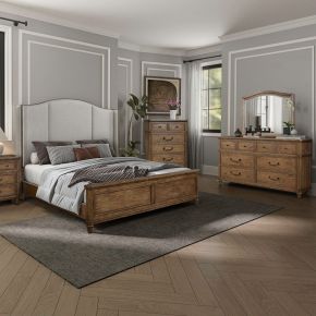 Liberty Furniture 336-BR-QSHDMC Harrison Heights - 4 Piece Bedroom Set (Queen Shelter Bed, Dresser & Mirror, Chest) - Sienna