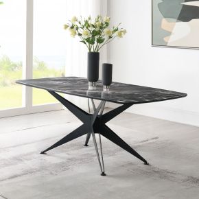 ACME DN03045 Klaus - Dining Table - Crystal Tempered Glass Top & Black Finish
