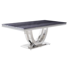 ACME DN00221 Cambrie - Dining Table With Engineered Stone Top - Engineered Stone Top & Mirrored Silver