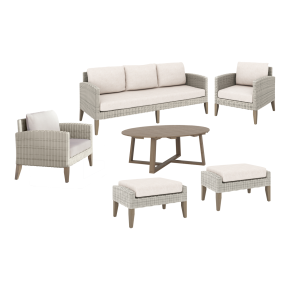 New Classic 60-852G-6P Carezza - 6 Piece Set (Sofa & 2 Chairs & 2 Stools & Coffee Table) - Gray
