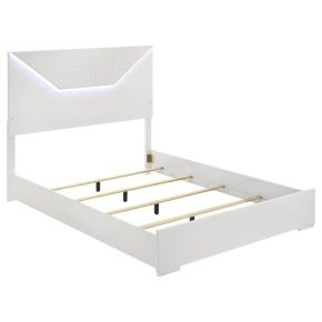 Coaster Fine Furniture 224941Q Ives - Queen Panel Bed LED Headboard - White High Gloss