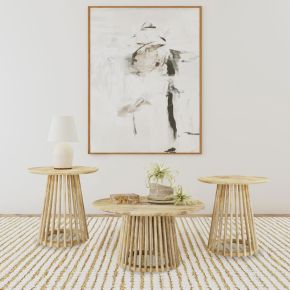 Coaster Fine Furniture 710608-S3 Touhy - 3 Piece Round Coffee And End Table Set - Natural Mango