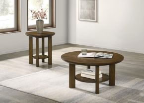 Coaster Fine Furniture 706308-S2 Ottowa - 2 Piece Round Wood Coffee Table Set - Brown