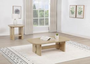 Coaster Fine Furniture 706588-S2 Kailani - 2-Piece Coastal Coffee And End Table Set - Beige Oak