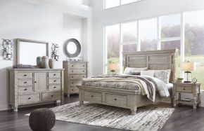 Millennium® by Ashley B816/31/36/46/71/50S/98 Harrastone - Gray - 6 Pc. - Dresser, Mirror, Chest, Queen Panel Storage Bed