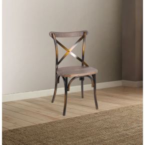 ACME 73077 Zaire - Side Chair - Antique Copper & Antique Oak